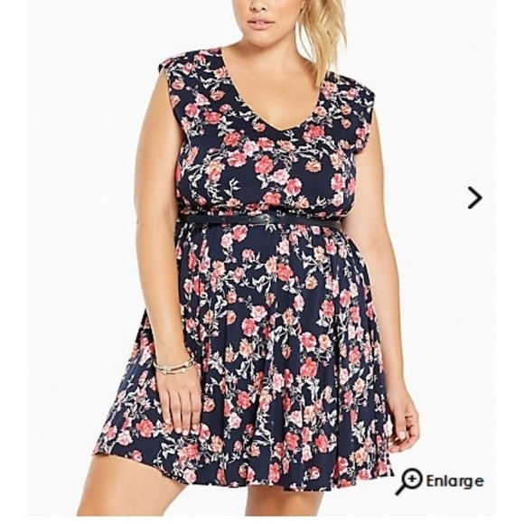 torrid Dresses & Skirts - MISSING BELT Torrid Navy Blue Skater Dress- Size 3x- READ DESCRIPTION